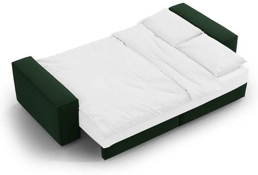 Tmavozelená zamatová rozkladacia/s úložným priestorom pohovka 247 cm Jodie – Micadoni