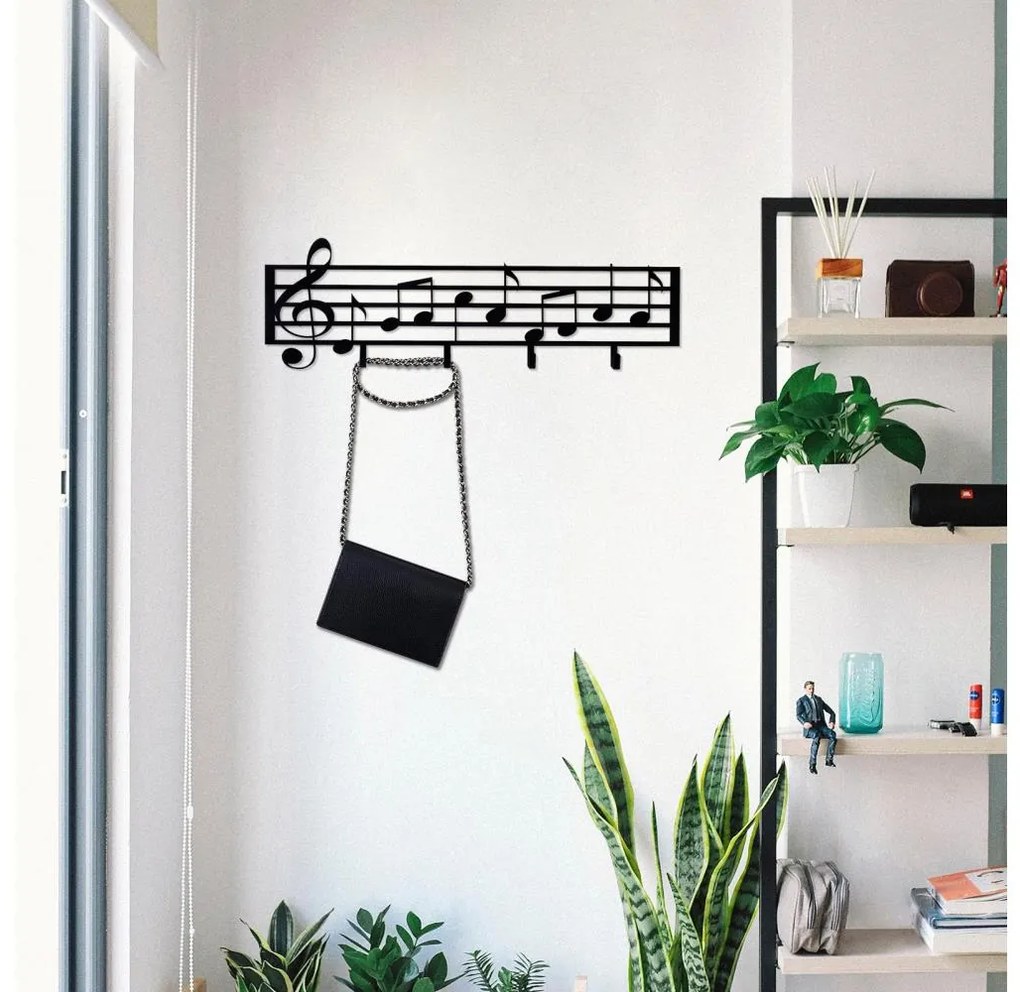Nástenný vešiak 60x19 cm noty kov