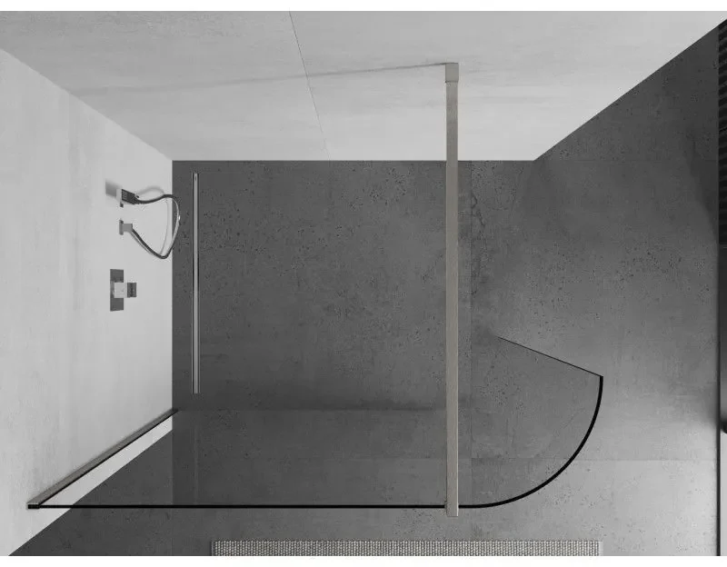 Mexen Kioto, sprchová zástena Walk-In 100 x 200 cm, 8mm číre sklo, brúsená oceľ profil, 800-100-101-97-06