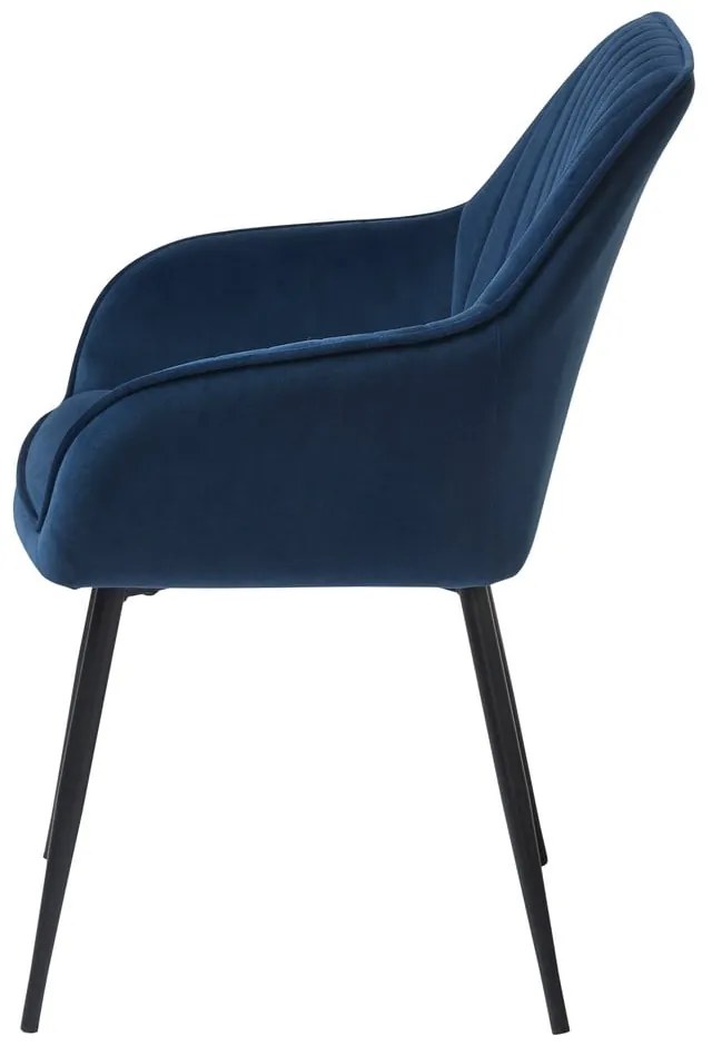 Tmavomodré čalúnené jedálenské kreslá v súprave s podrúčkami 2 ks Nolan Stripe – Unique Furniture