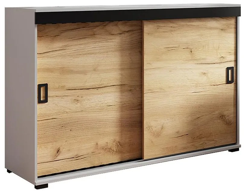 Komoda Retro 120 Biely/Craft + Čierna Rukoväte