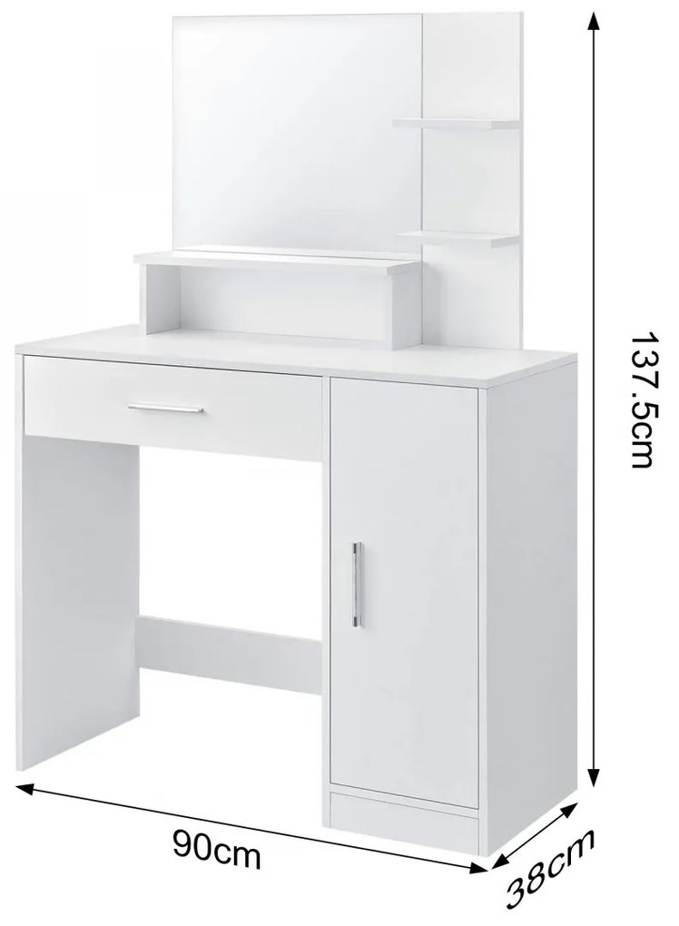 Toaletní stolek se zrcadlem ModernHome bílý