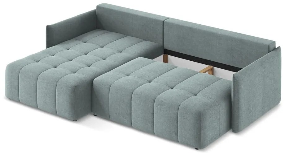 Modrá rozkladacia/s úložným priestorom rohová pohovka (ľavý roh/s leňoškou) Moku – Makamii