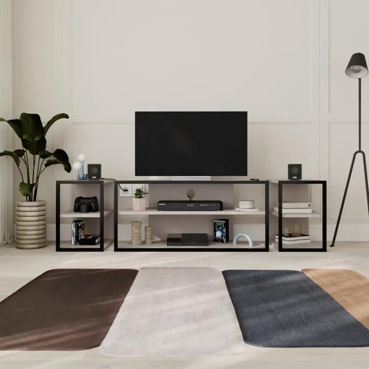 Súprava TV stolíka + 2 ks bočných stolíkov Houseland Echo mocha/čierna