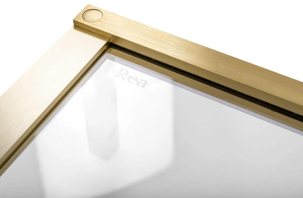 Rea Hugo, sprchová kabína s 2-krídlovými dverami 80 (dvere) x 80 (dvere) x 200 cm, 6mm číre sklo, zlatý matný profil, REA-K6608