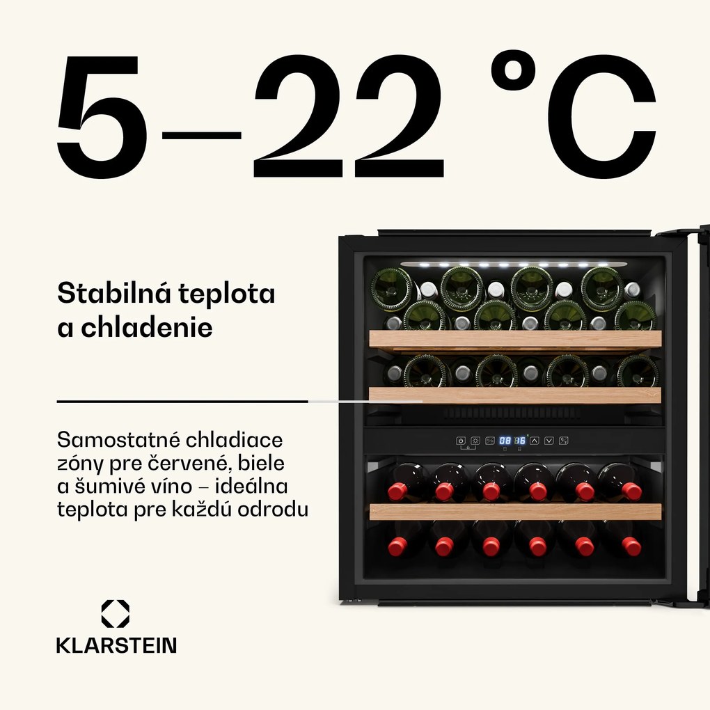 Klarstein Vinsider Victoria 36 chladnička na víno, 36 fliaš, dotyková, UV ochrana, LED, tichá, 3 police