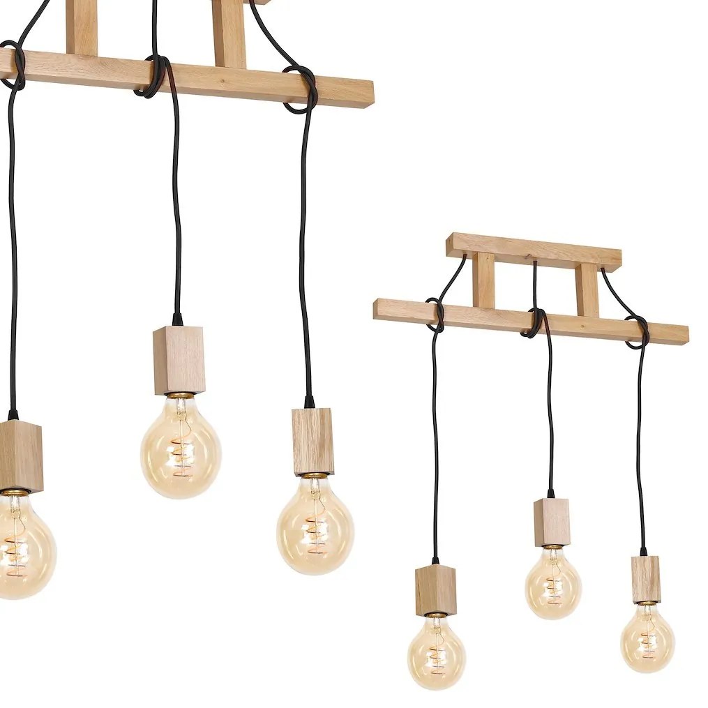 Závesné svietidlo Jack 3, drevené telo svietidla