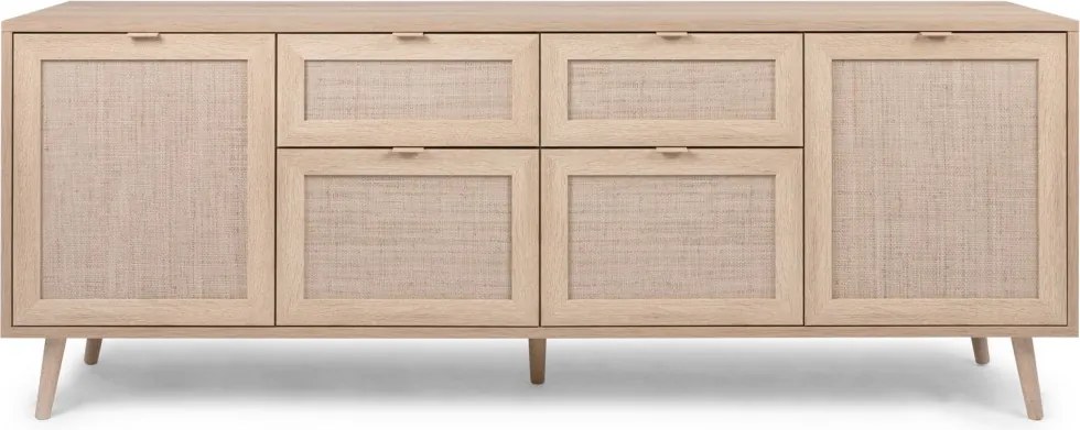 Široká komoda so zásuvkami Bali, dub sonoma/výplet