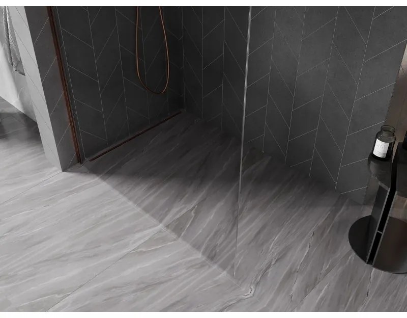 Mexen, Mexen Kioto-X sprchová stena 120 x 200 cm, priehľadná 10 mm, ružové zlato - 800-120-101-60-00-X