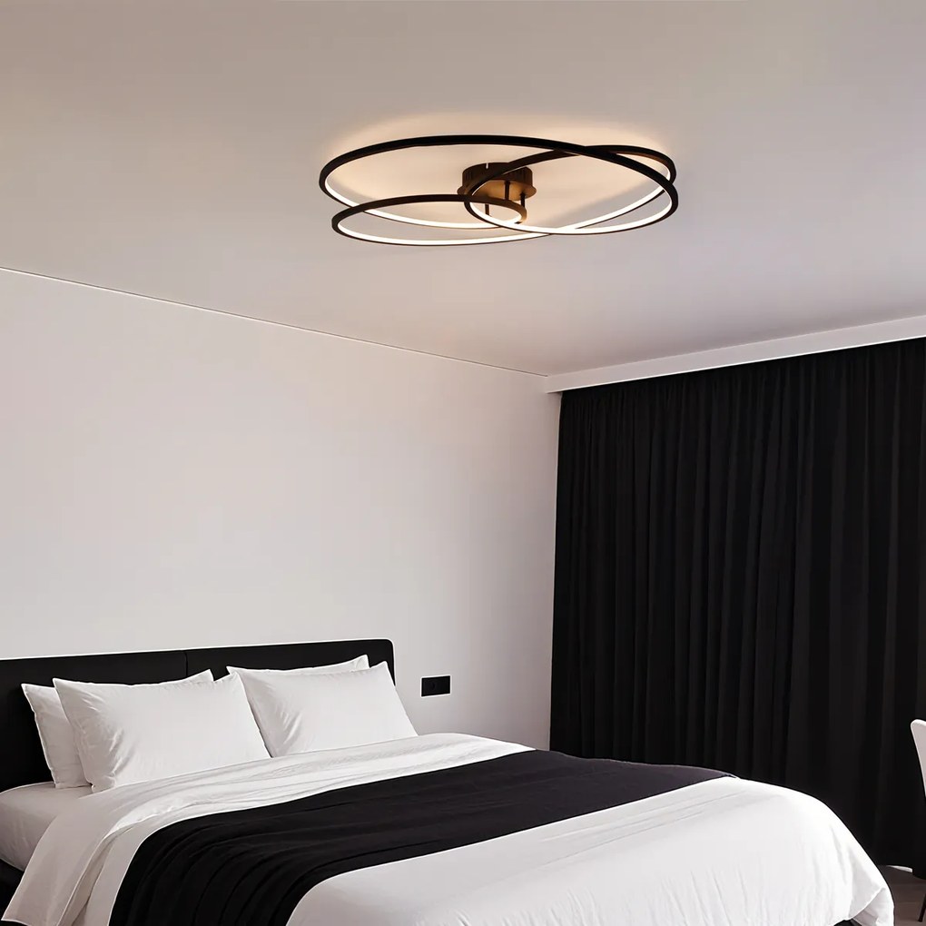 Stropné svietidlo čierne 78 cm vrátane LED 3-stupňového stmievača - Rowin