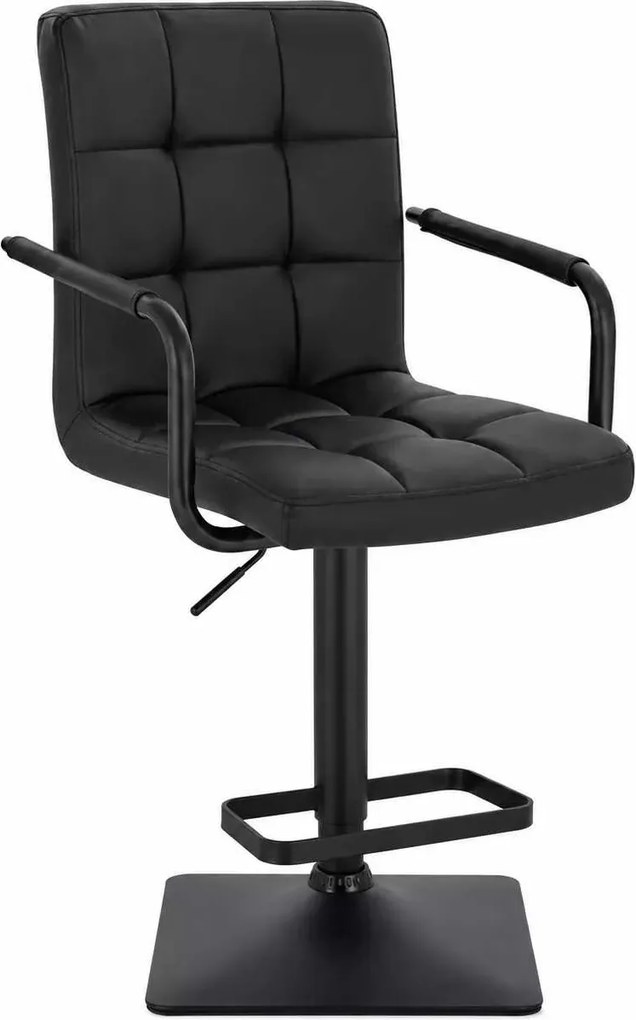 LuxuryForm DESIGN Barová stolička VERONA BLACK na čiernej hranatej podstave - čierna