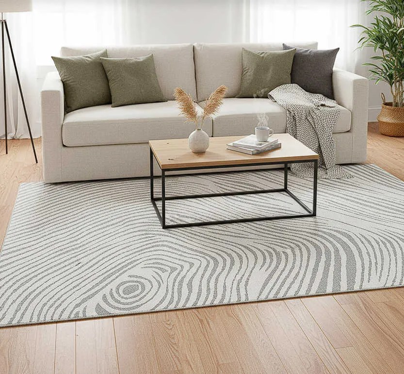 TZ Sivý obdĺžnikový pruhovaný koberec Strado Polo Cloud vzor zebra Rozmer: 120x170 cm
