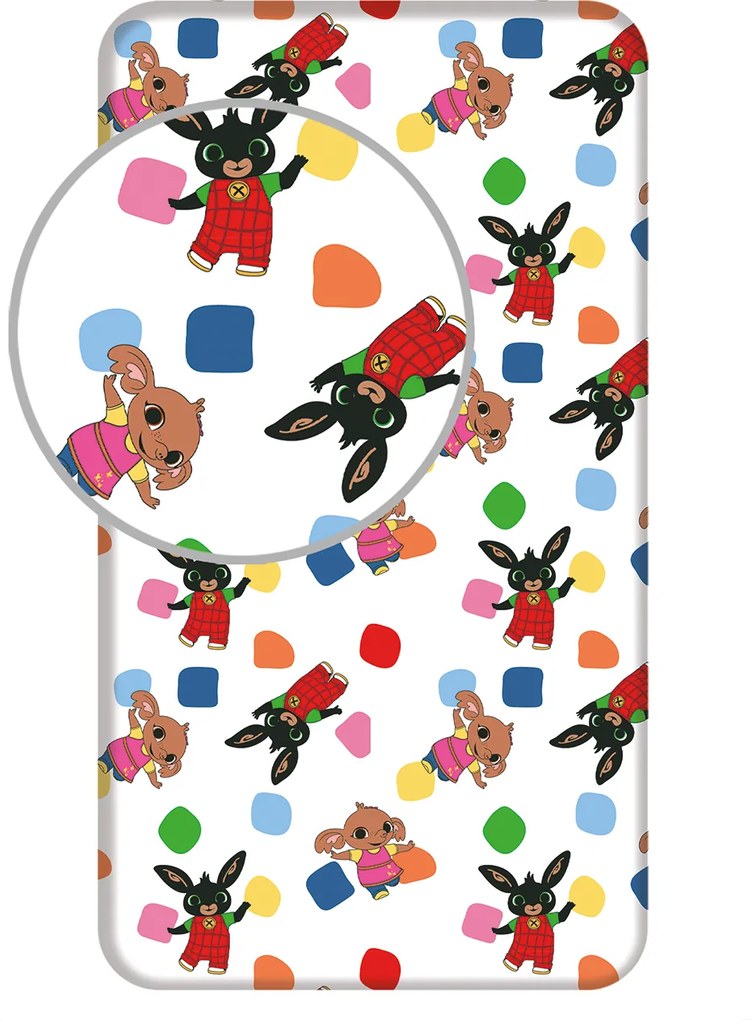 Jerry Fabrics Bavlnené napínacie prestieradlo 90x200 + 25 cm - Zajačik Bing "Playing together"