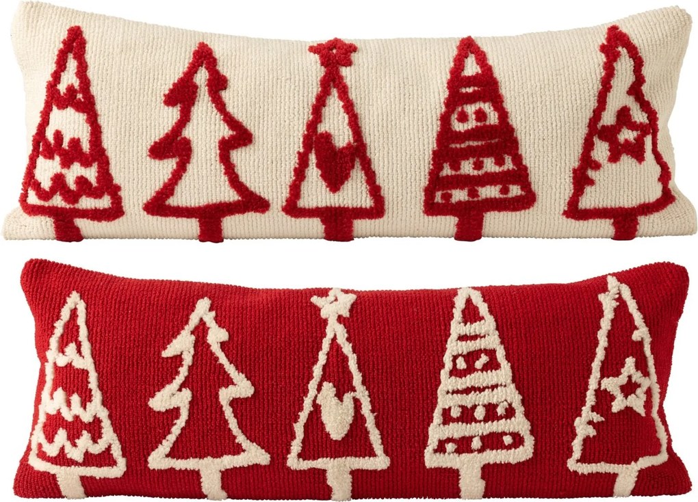 2 veľké vankúše vianočné stromčeky červená a béžová – 30*80*15 cm