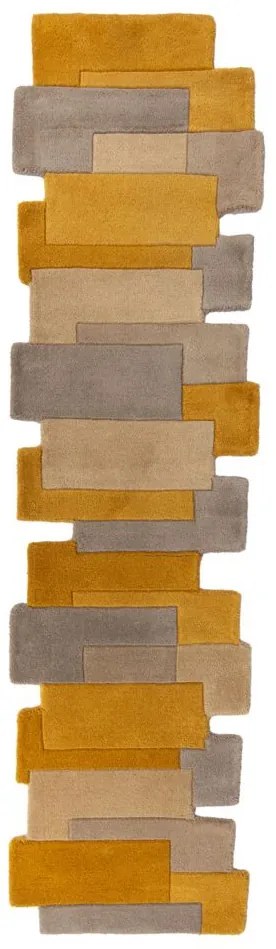 Behúň Abstract Collage Ochre/Natural, 60x230, žltá, chodba / predsieň, Flair Rugs
