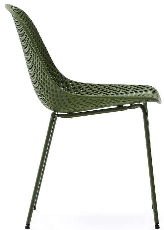 Tmavozelená kovová záhradná stolička Quinby – Kave Home