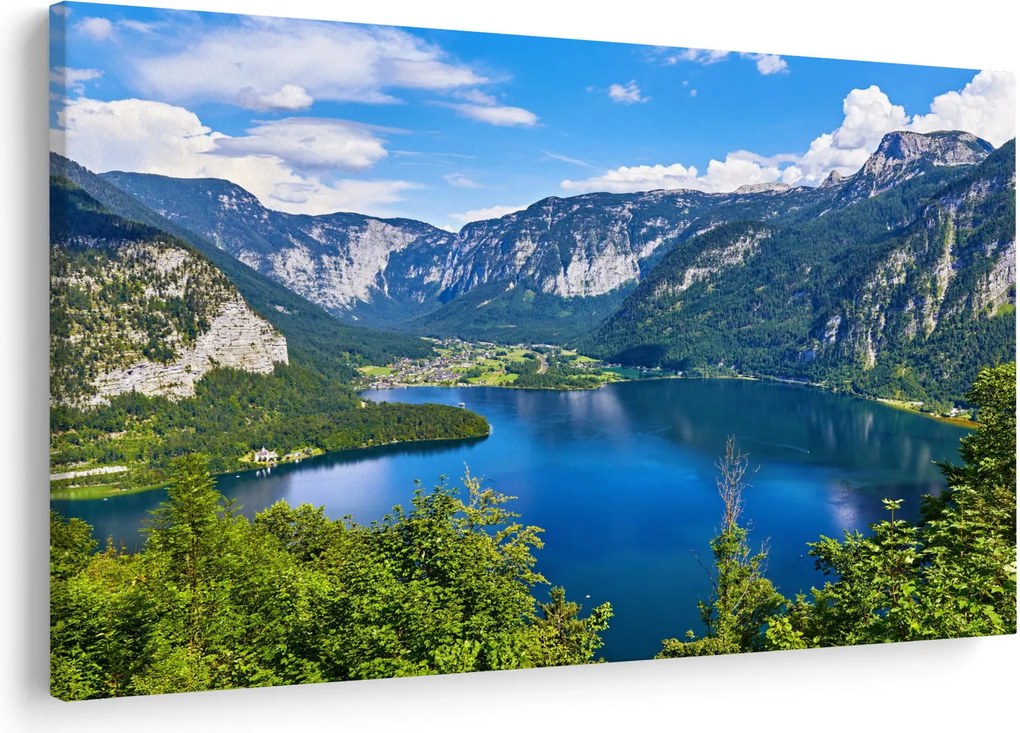 Obraz - Halštatské jazero, Hallstatt, Rakúsko (90x60 cm)