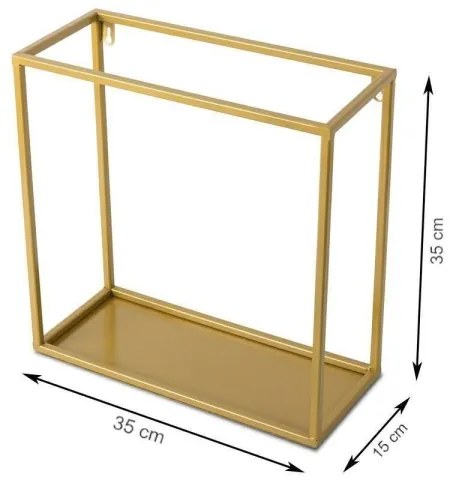 Nástenná polica 35x35 cm zlatá