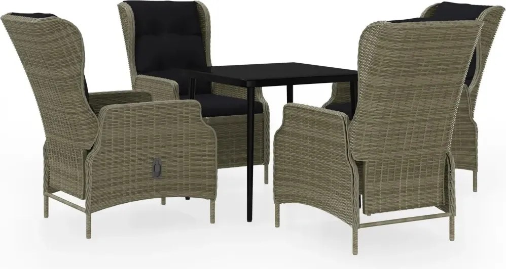 vidaXL 5-dielna sada záhradného nábytku, hnedá