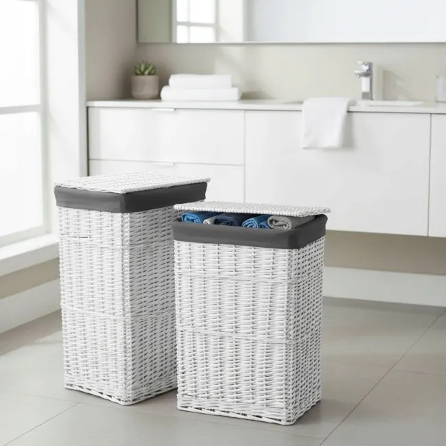 Sada košov na bielizeň biela / sivá 72 l a 114 l