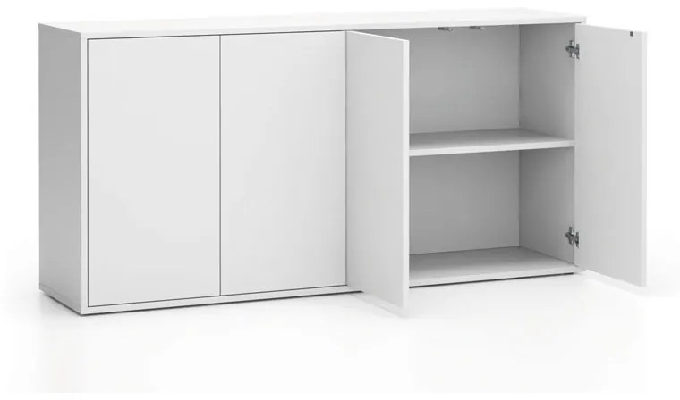 Kancelárska skrinka s dverami LAYERS, dlhá, 1582 x 400 x 777, biela