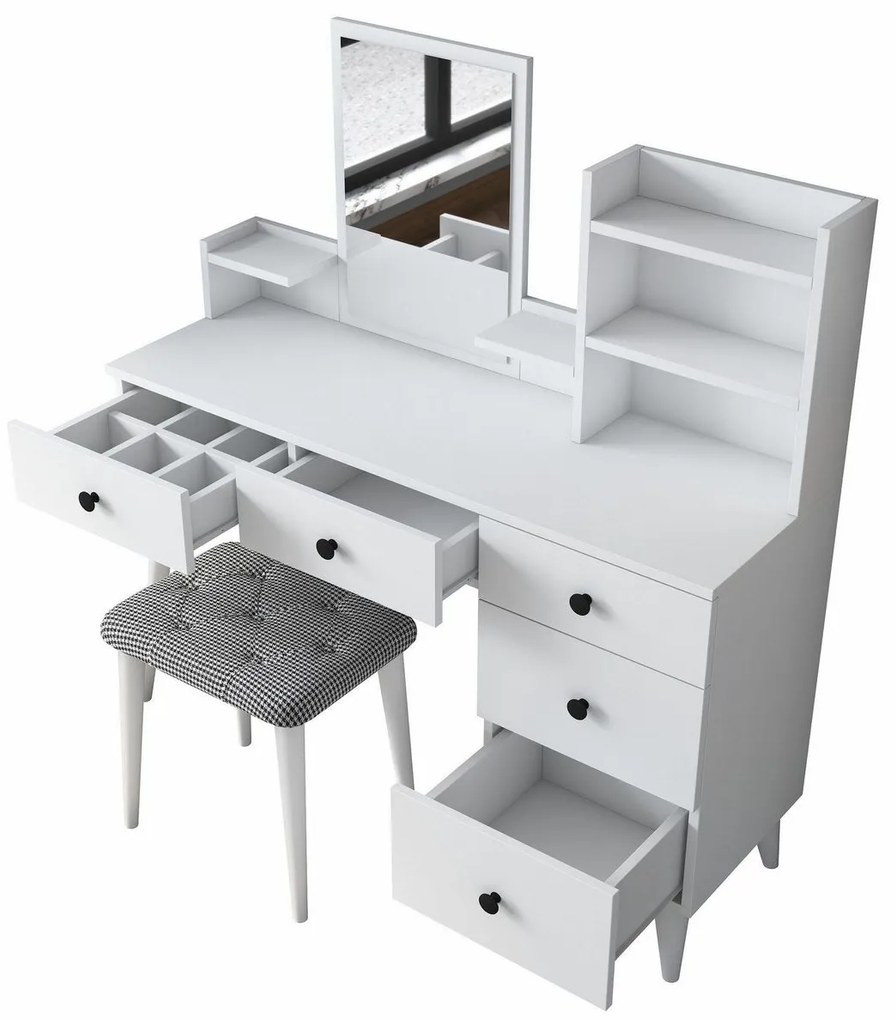 Kozmetický stolík Bela White so stoličkou