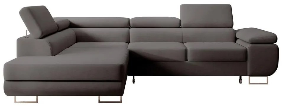 Rohová sedacia súprava Stiletto (L) (sivočierna svetlejšia + strieborná). Akcia -18%. Vlastná spoľahlivá doprava až k Vám domov. 1099708