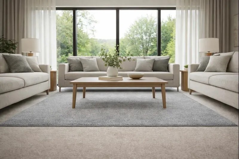 Vopi, Kusový koberec Eton šedý 73 štvorec, 180x180, šedá, chodba / predsieň