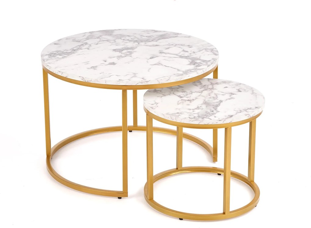 Konferenčný stolík PAULA - mramor/zlatý
