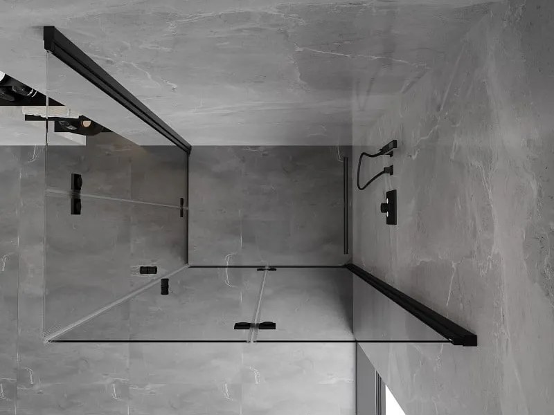 Mexen Mist-F Duo, skladací sprchový kút 110 x 120 cm, číre sklo, čierny profil, 8A6-110L-120P-70-00