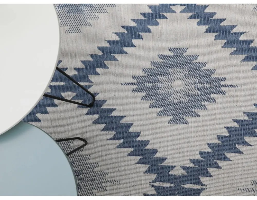Modro-krémový vonkajší koberec NORTHRUGS Malibu, 80 x 150 cm