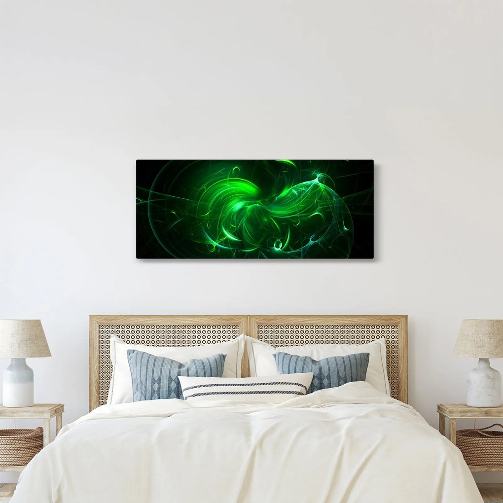 Obraz - zelená abstrakcia (120x50 cm)