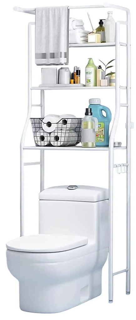 ModernHome Vysoký úzky regál nad WC - 3 police