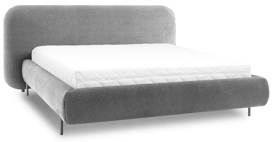 Sivá čalúnená dvojlôžková posteľ s úložným priestorom s roštom 140x200 cm Pointt – ELTAP