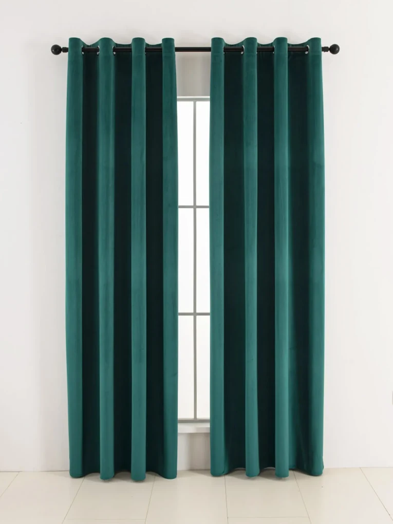 Zamatové zatemňovacie závesy Cesar petrolejové - 140 x 160 cm (2ks) - krúžky