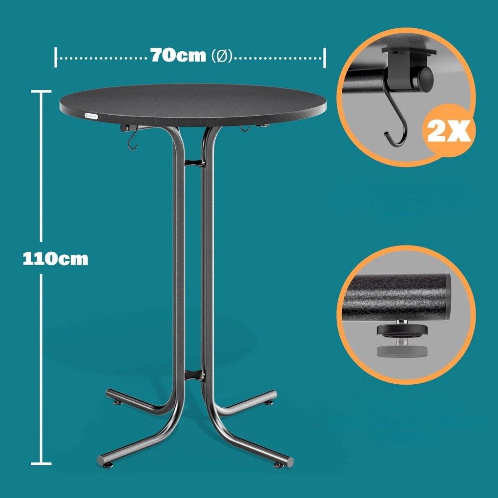 Cateringový skladací barový stôl Ofelie 70 cm sivý