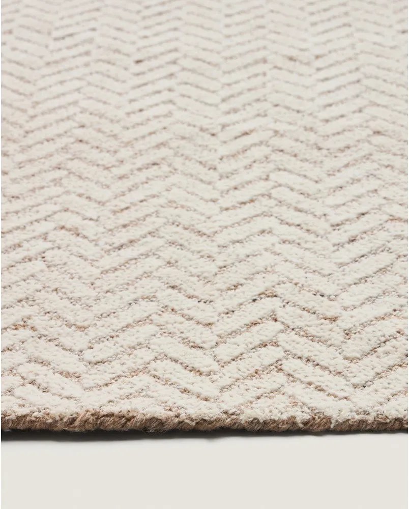 Krémový ručne tkaný vlnený koberec 160x230 cm Calira – Kave Home