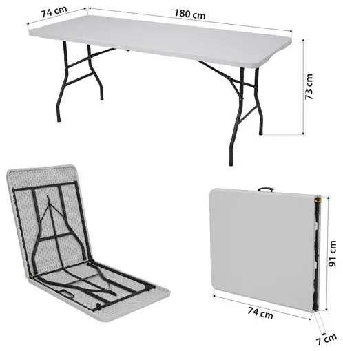 Skladací kempingový stôl NILS Camp NC1618 biely