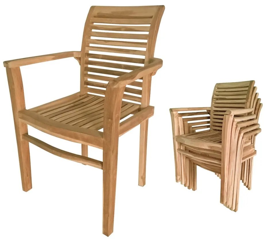 Záhradná stohovateľná stolička z teakového dreva Garden Pleasure Java