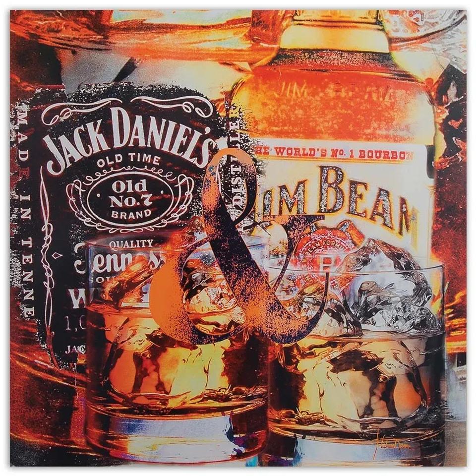 Obraz na plátně Láhev whisky Alkohol - 40x40 cm