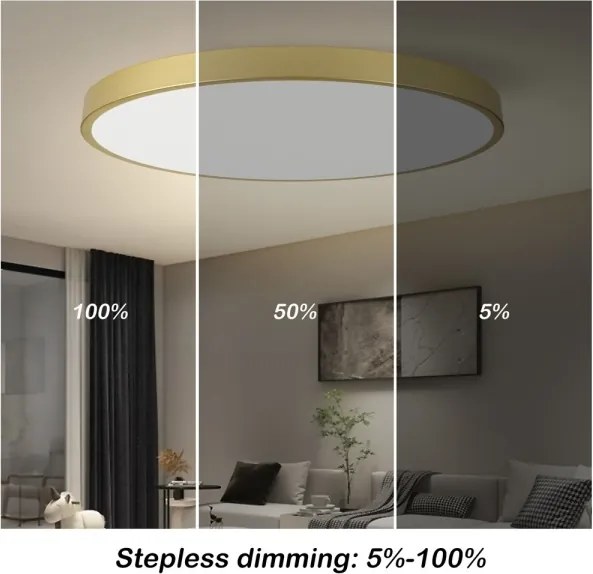 Immax NEO 07312L-LED stmievateľné stropné svietidlo SEMPLICI 128 W / 230 V, priemer 100 cm, Wi‑Fi Tuya, zlaté + diaľkové ovládanie