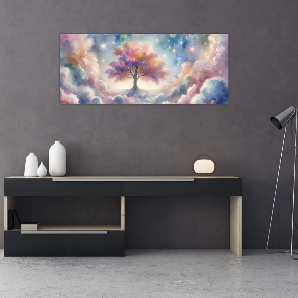 Obraz – Strom života v oblakoch (120x50 cm)