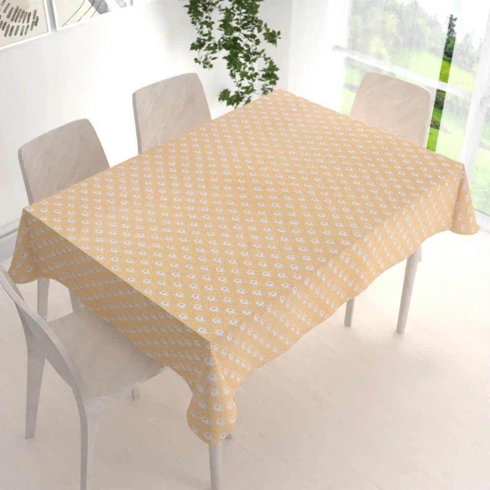 Biante Detský bavlnený obdĺžnikový obrus Sandra SA-305 Sloníky a bodky na žltom 120x180 cm