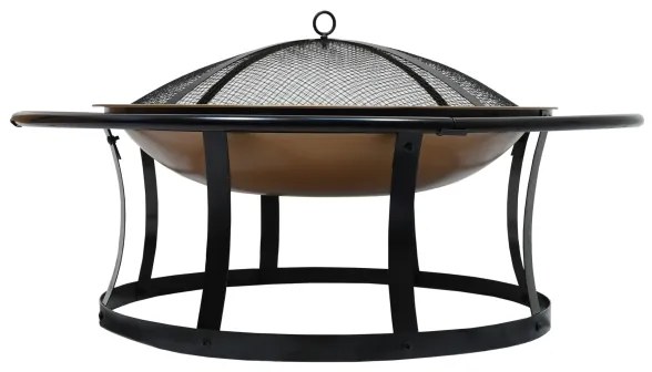 Prenosné ohnisko na drevo s roštom čierna/medená