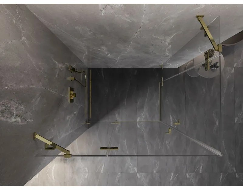 Mexen Lunar Duo, výklopný sprchový kút 115 x 90 cm, 8mm číre sklo, zlatý profil, 834-115L-090P-50-00