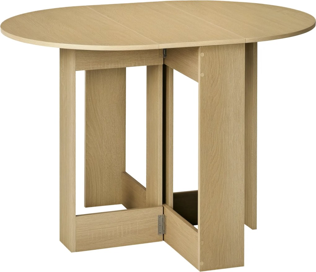 HOMCOM Skladací jedálenský stôl s 2 skladacími krídlami, sklápací stôl pre 2-4 osoby 104x76x73,7 cm Dub | Aosom
