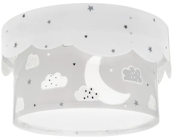 Dalber 61236E - Detské stropné svietidlo MOON 2xE27/60W/230V šedá
