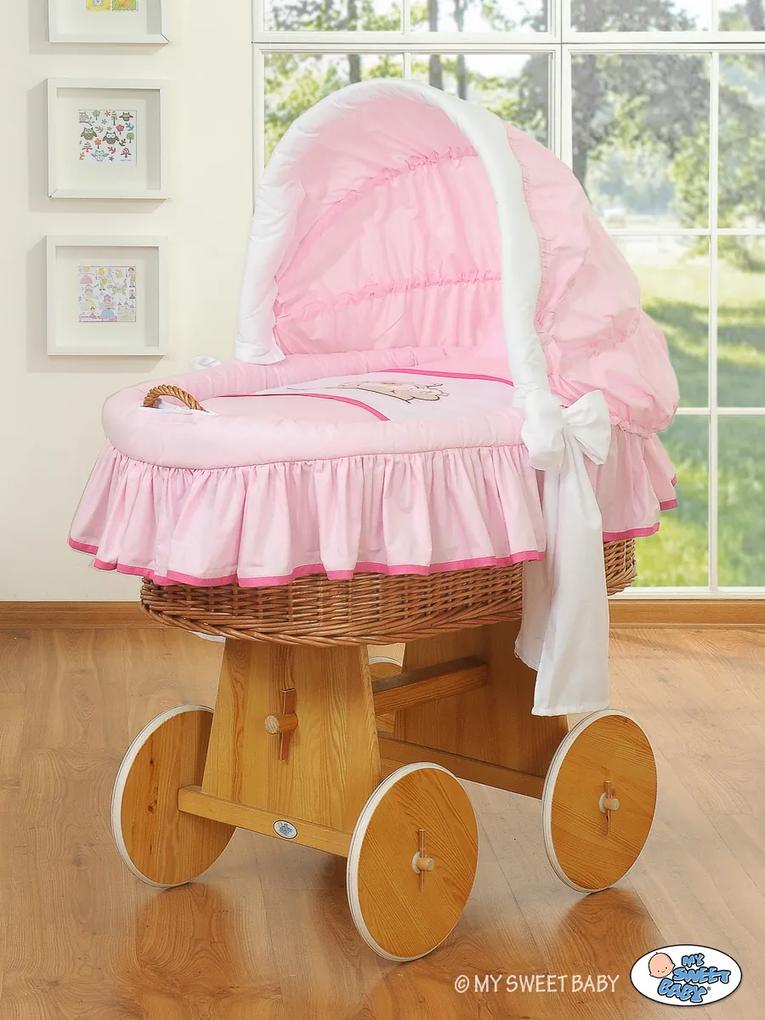♡ Prútený košík s kapucňou- Medvedík Barnaba ružová♡My Sweet Baby