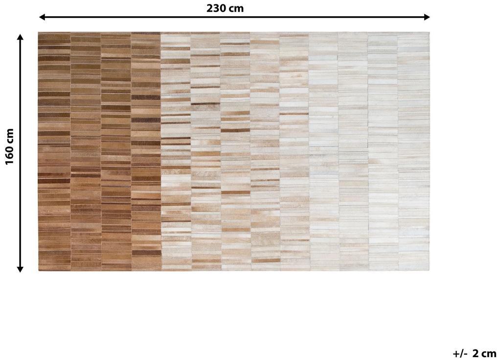Kožený koberec 160 x 230 cm béžová/hnedá YAGDA Beliani