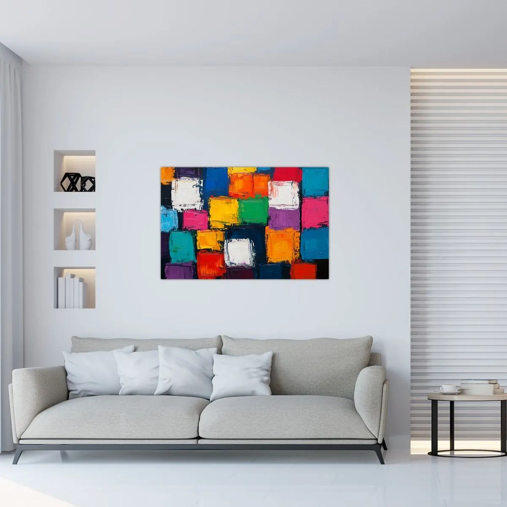 Obraz - Maľba farebných štvorcov (90x60 cm)